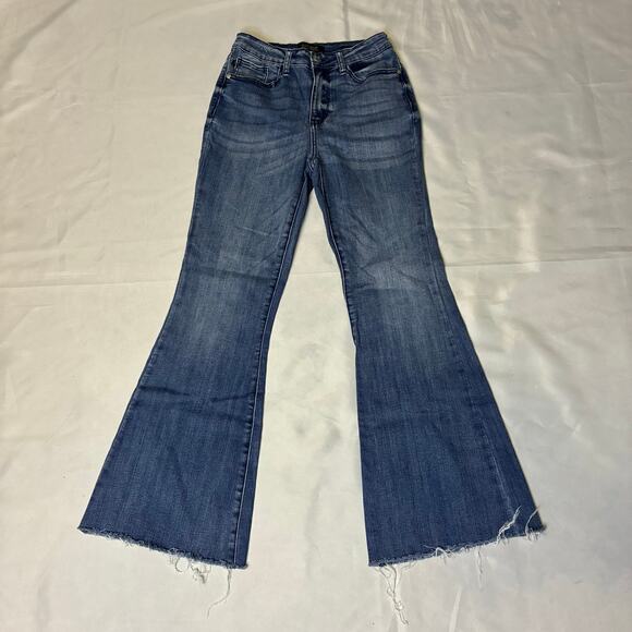Judy Blue Flare Jeans Blue Denim Women’s Size 5/27 Frayed Style JB82288-JS MD